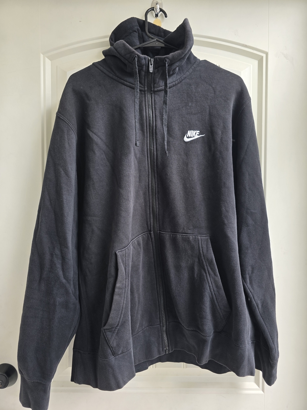 Nike Black Zip Hoodie with White Swoosh SIZE XL Pre-owned